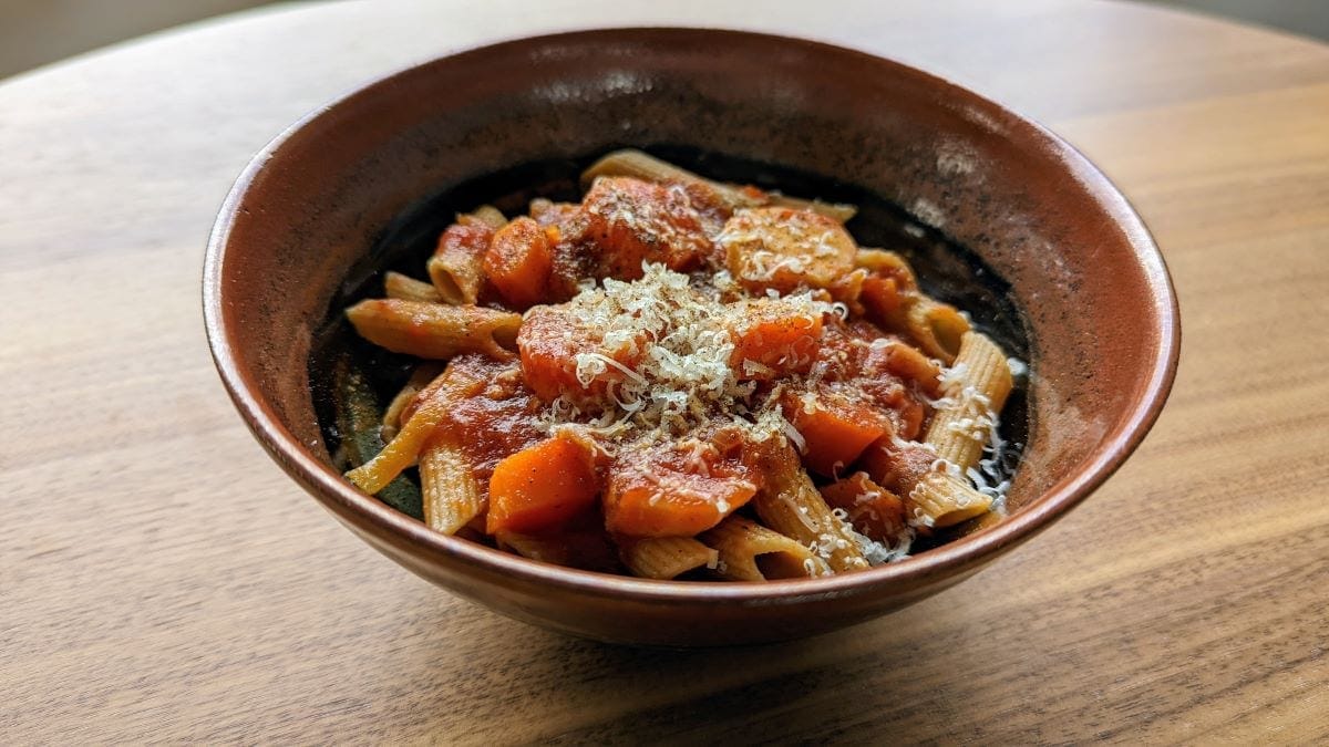 À la découverte du panais. Pâtes à la pancetta et aux légumes racines