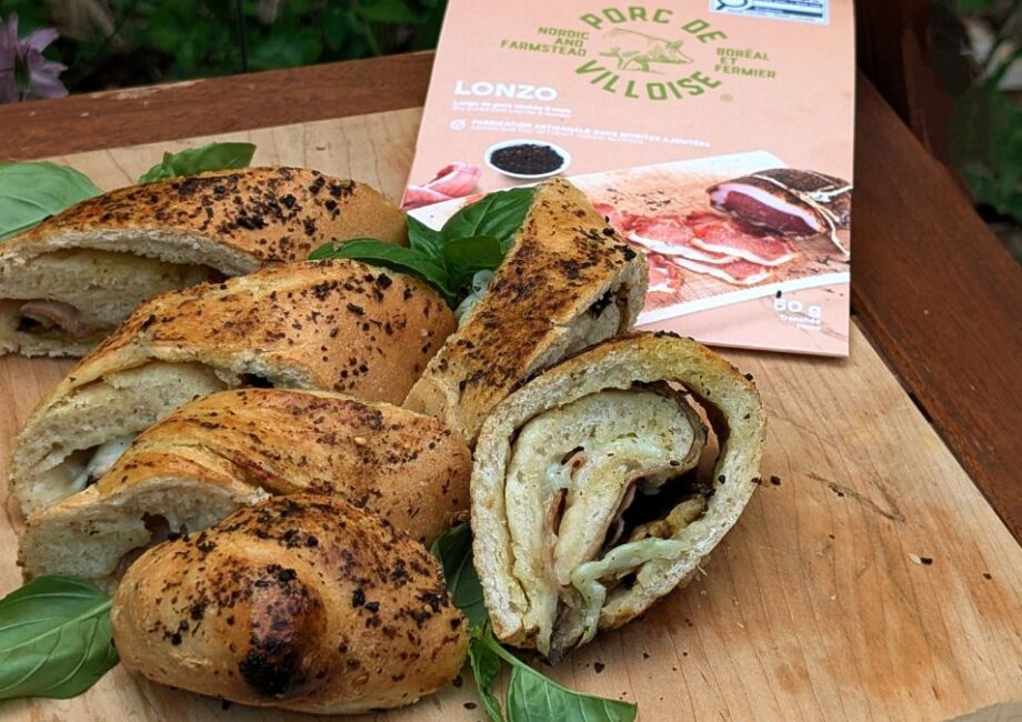 Stromboli avec la charcuterie Lonzo Porc de Villoise