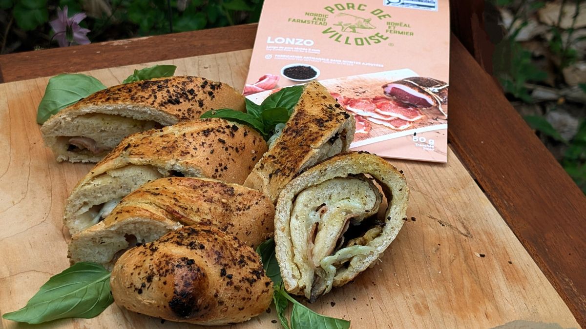 Stromboli avec la charcuterie Lonzo Porc de Villoise