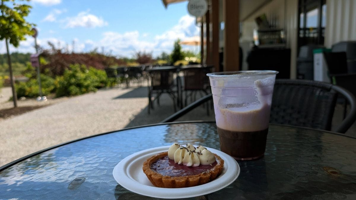 Tartelette et latte lavande Café Bleu Magog